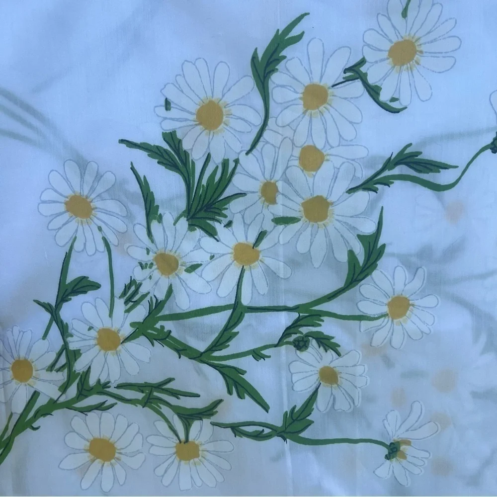 VTG Burlington Vera Daisy No Iron 2-Piece Floral Full Sheet Set Made in USA READ